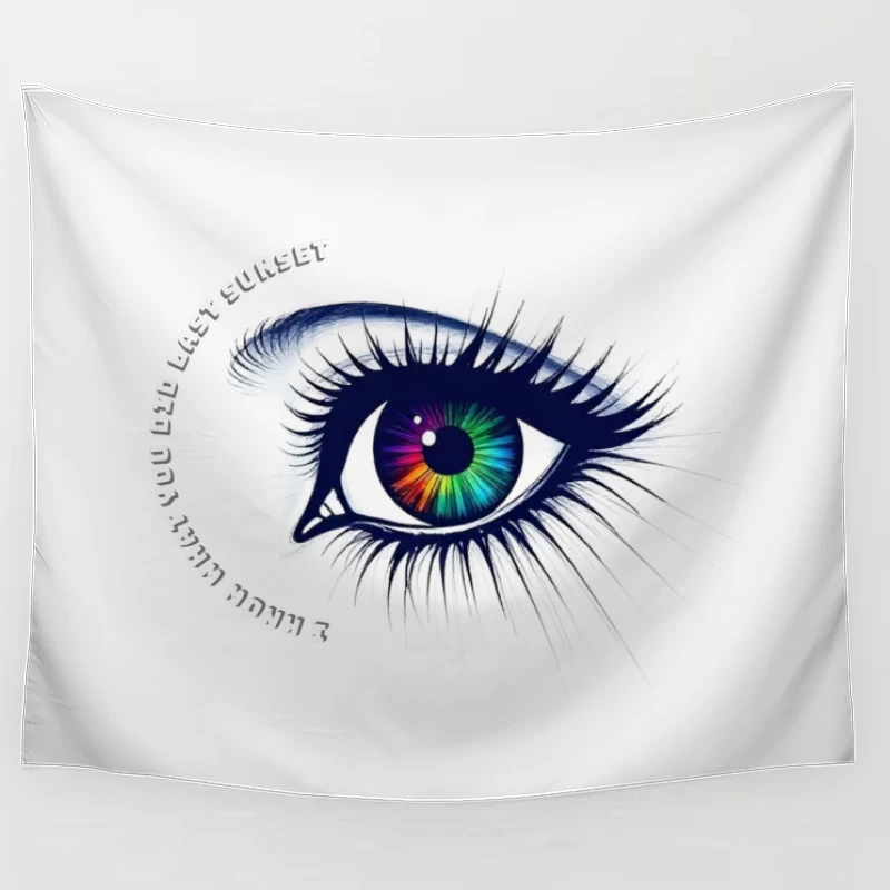 Mesmerizing Rainbow Eye Digital Art Tapestry