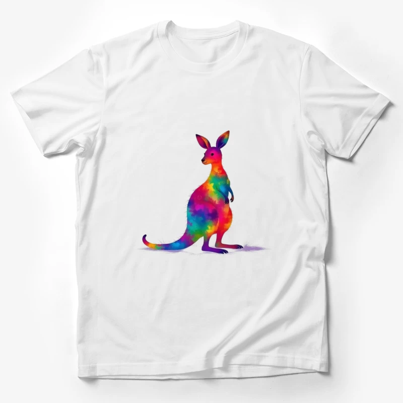 Rainbow Watercolor Kangaroo Art Male T-Shirt