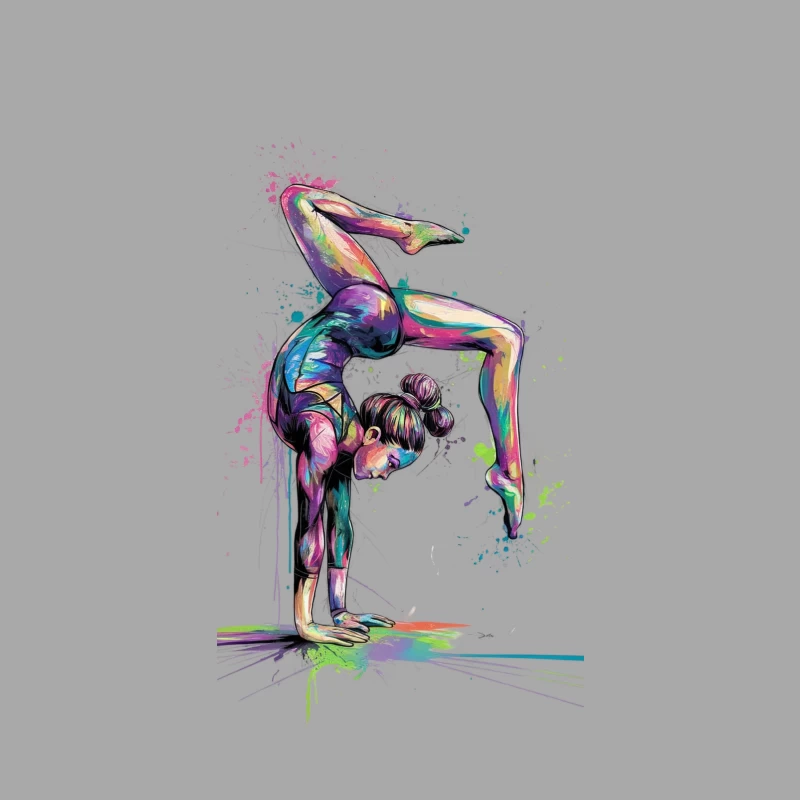 Vibrant Watercolor Gymnast in Abstract Pose Female Pullover Hoodie