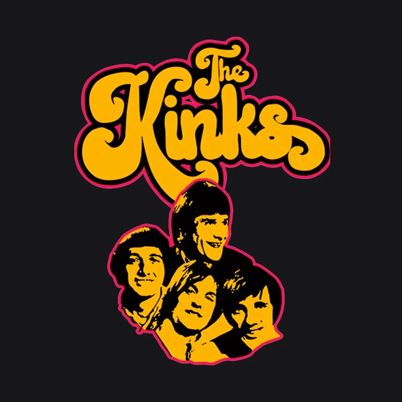 The Kinks Vintage Band Logo with Silhouettes Male Pullover Hoodie