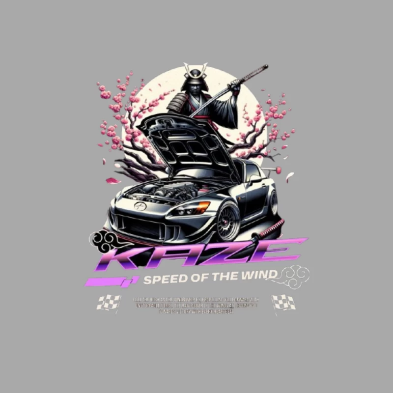 Samurai Warrior Honda S2000 with Cherry Blossoms in Anime Style Female Pullover Hoodie