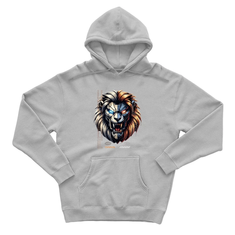 Cyberpunk Lion with Mechanical Face Male Pullover Hoodie