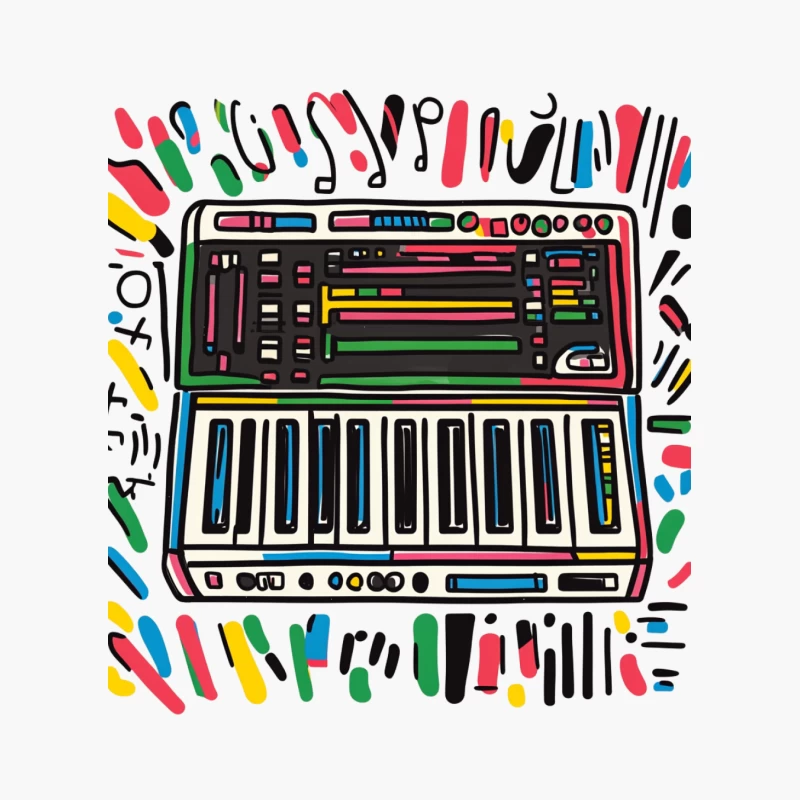 Vibrant Abstract Synthesizer Keyboard Art Cotton Tote Bag