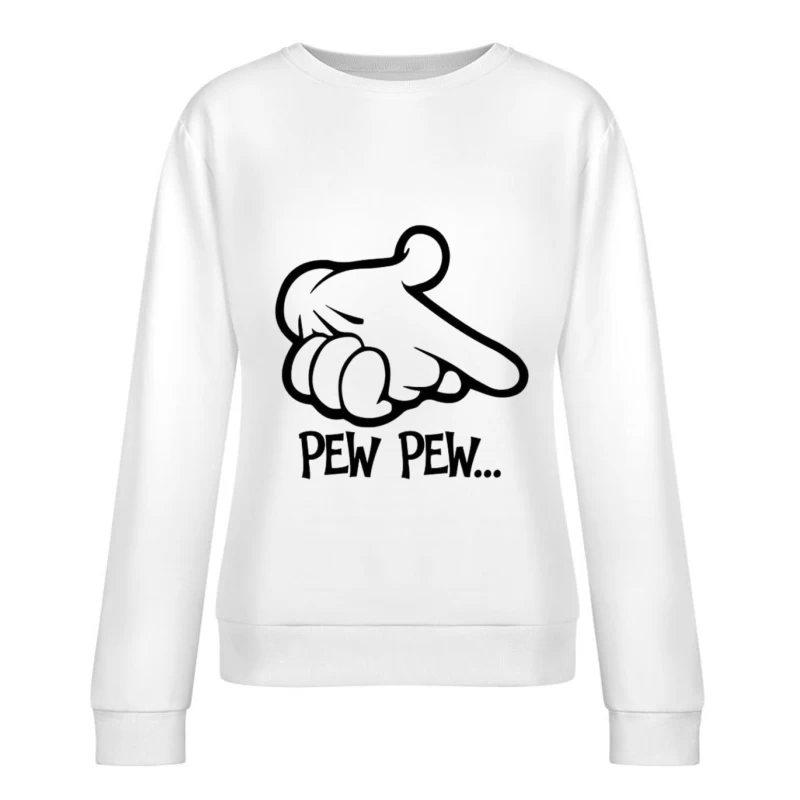 Comic-Hand mit 'Pew Pew' Damen Pullover Sweatshirt
