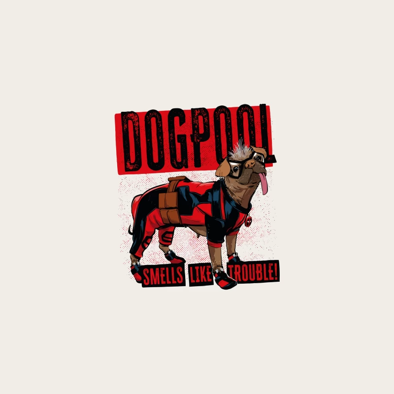 Funny "Dogpool" Pug Superhero Comic Style T-Shirt Design Bucket Hat