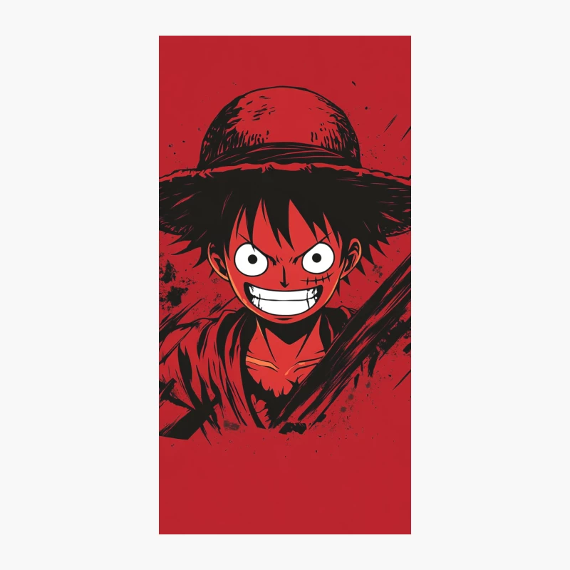 Iconic Anime Character with Straw Hat on Red Background iPhone Case