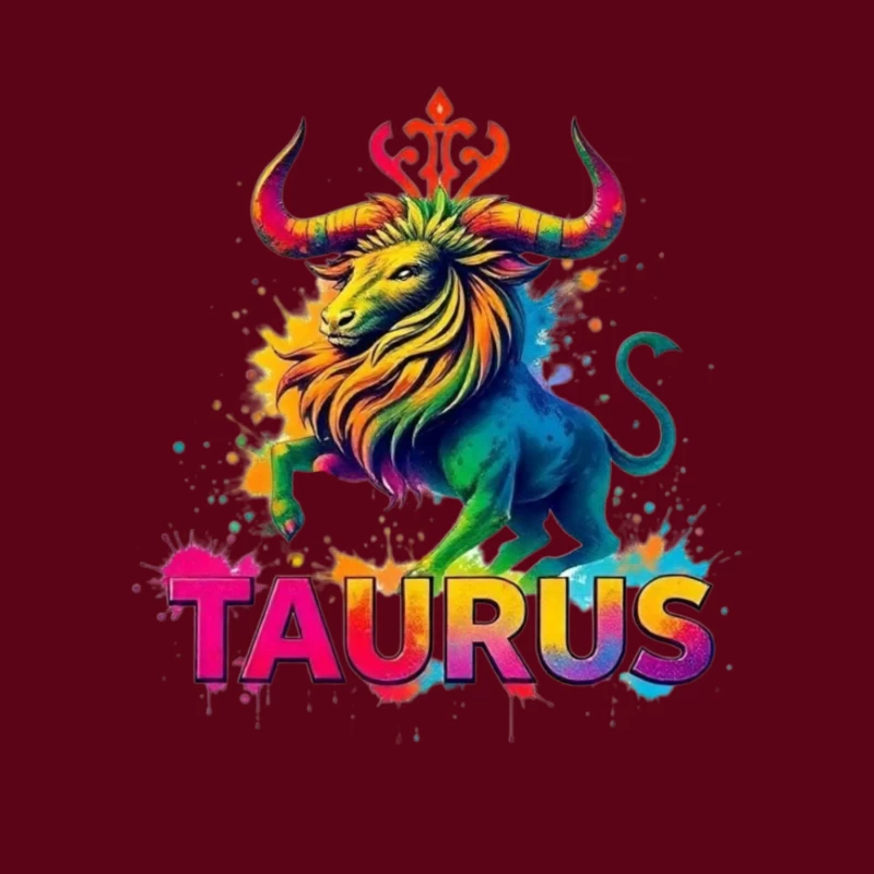 Colorful Taurus Zodiac Illustration Throw Pillow