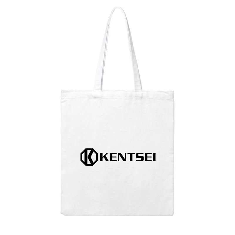 Kensei Black and White Geometric Brand Logo Cotton Tote Bag