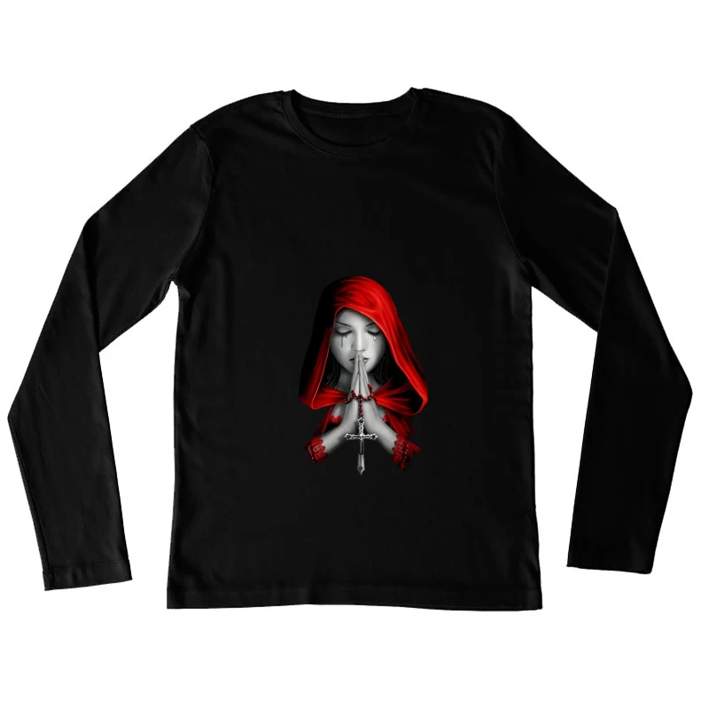 Gebet einer Frau mit rotem Umhang Damen Langarm T-Shirt