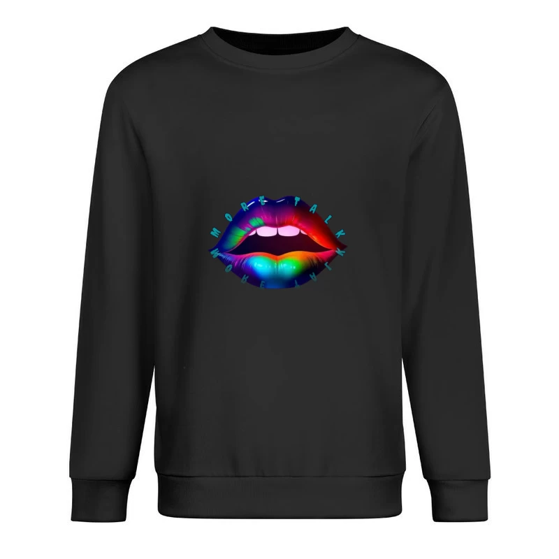 Rainbow Pierced Lips Pop Art Design Male Pullover Sweatshirt