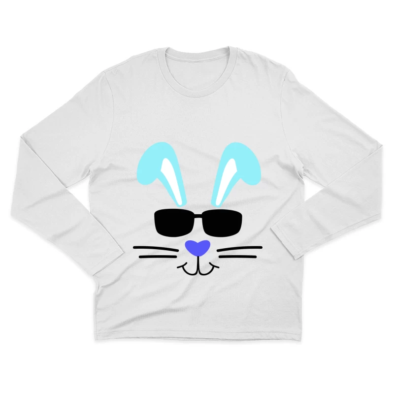 Visage de lapin avec lunettes Homme Manches Longues T-Shirt