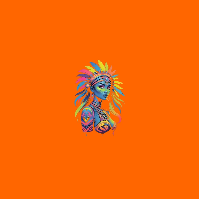 Colorful Tribal Portrait with Headdress Coffee Mug