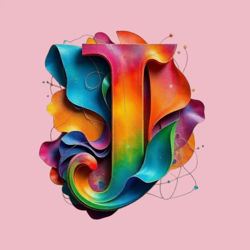 3D Colorful Abstract Typography Letter J Design Pin