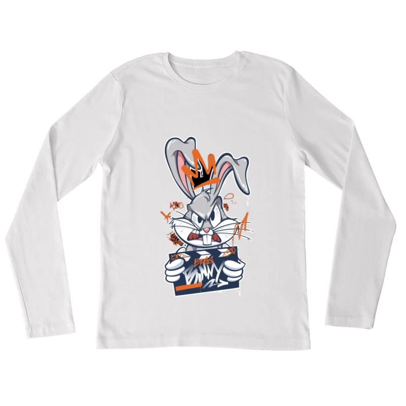 Graffiti-Hase mit Krone Damen Langarm T-Shirt
