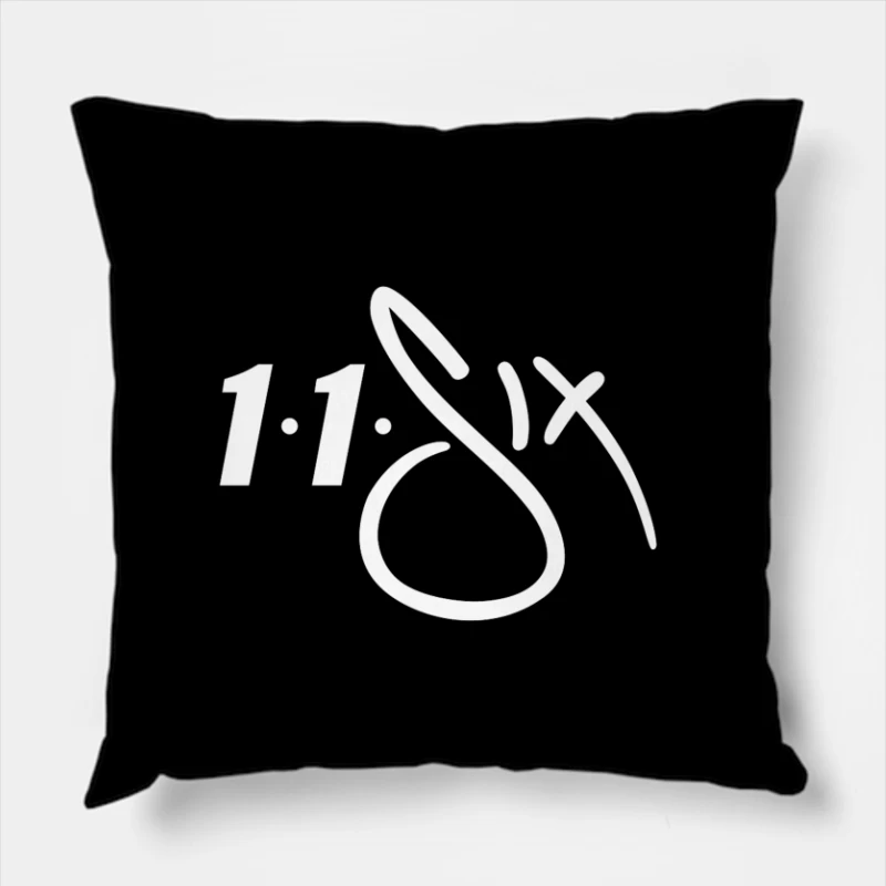 White Minimalist Number 11 Logo Outline Throw Pillow