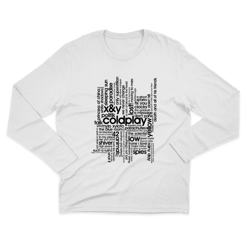 Coldplay Songs Word Cloud Typography Art Male Long Sleeve T-Shirt