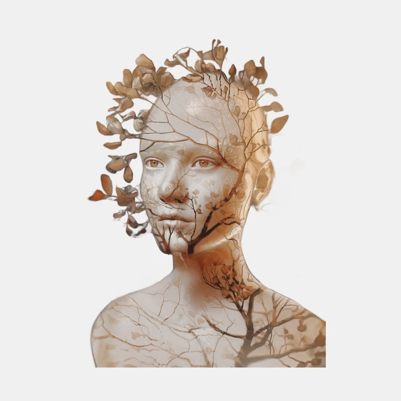 Ethereal Nature Portrait: Double Exposure Blending Human and Tree Male Tank Top