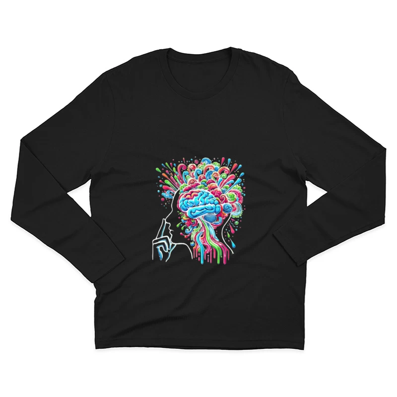 Psychedelic Brain Explosion in Vibrant Colors Male Long Sleeve T-Shirt