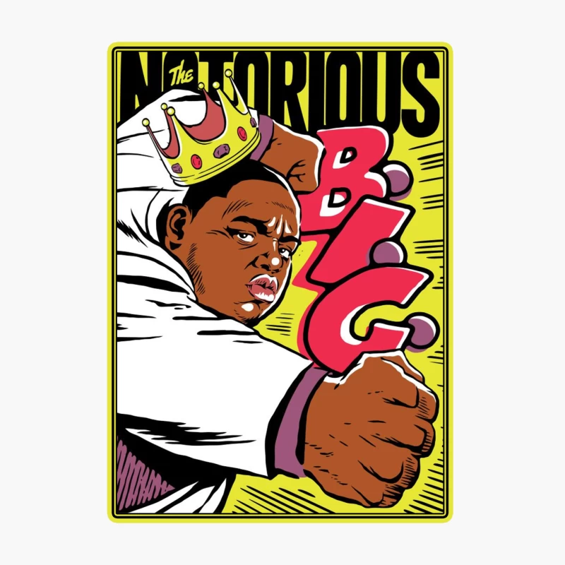 Notorious Hip-Hop Comic Style Illustration with Crown Cotton Tote Bag