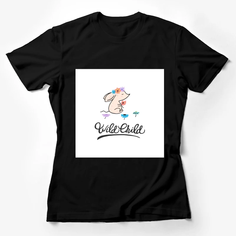 Lapin Enfant Sauvage avec Fleurs Femme T-Shirt
