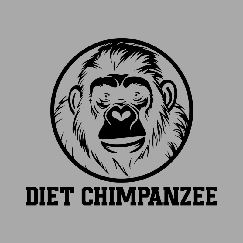 Diet Chimpanzee Logo: Black and White Circular Primate Illustration Male Pullover Hoodie