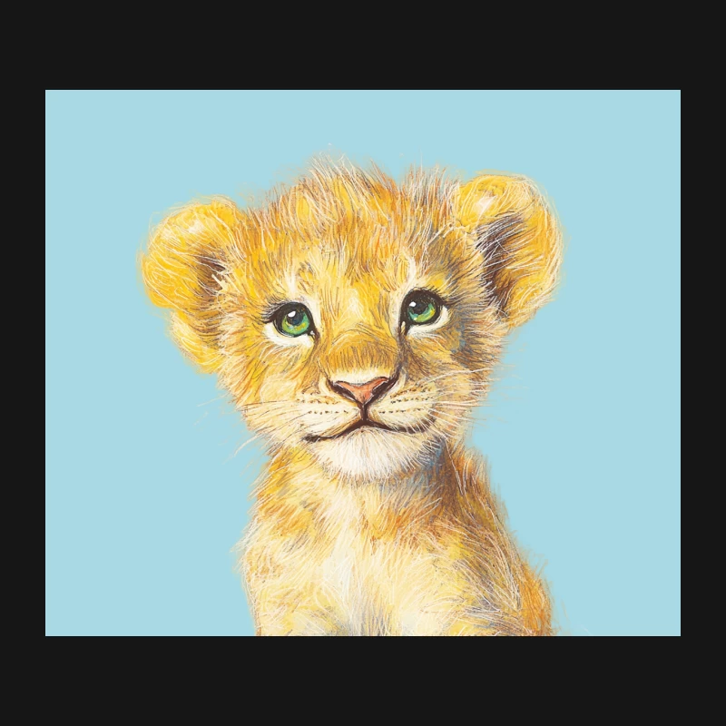 Sweet Lion Cub Watercolor Portrait Mouse Pad