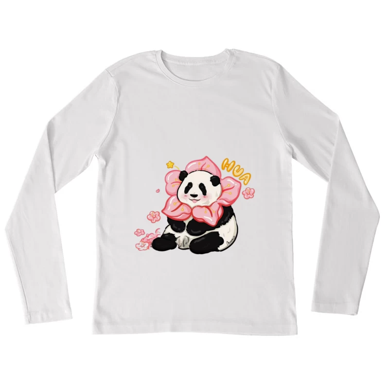 Panda mit Blumenkrone Damen Langarm T-Shirt