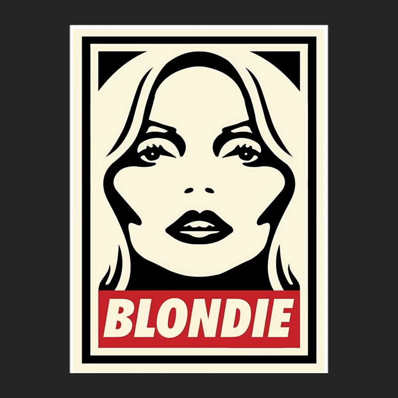 Stylized Pop Art Blondie Band Poster in Black and White with Red Text Male Pullover Sweatshirt