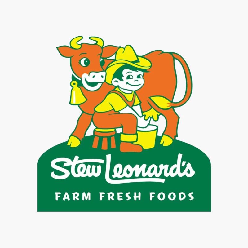 Stew Leonard's Vintage Farm Fresh Foods Logo with Cartoon Cow Cotton Tote Bag