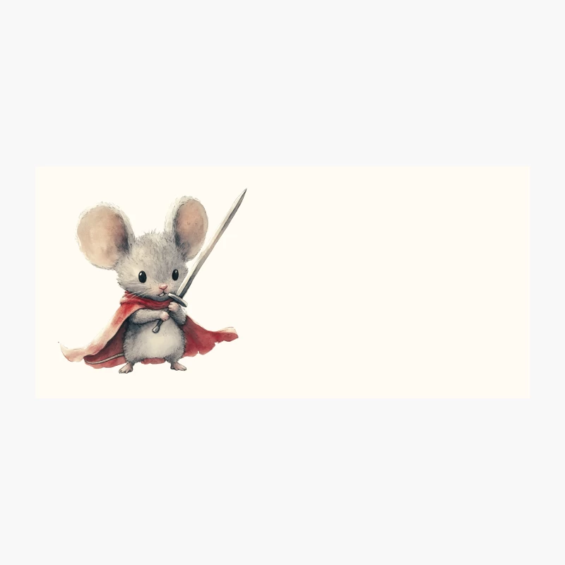 Cute Warrior Mouse with Red Cape and Sword Watercolor Illustration Coffee Mug