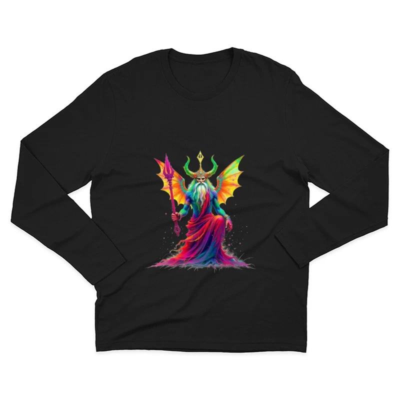 Rainbow-Hued Horned Deity with Dragon Wings Male Long Sleeve T-Shirt