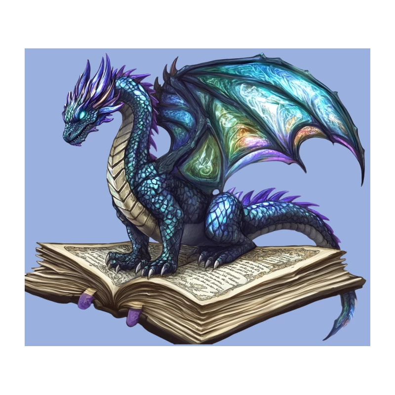 Magical Dragon Reading Ancient Book Tapestry