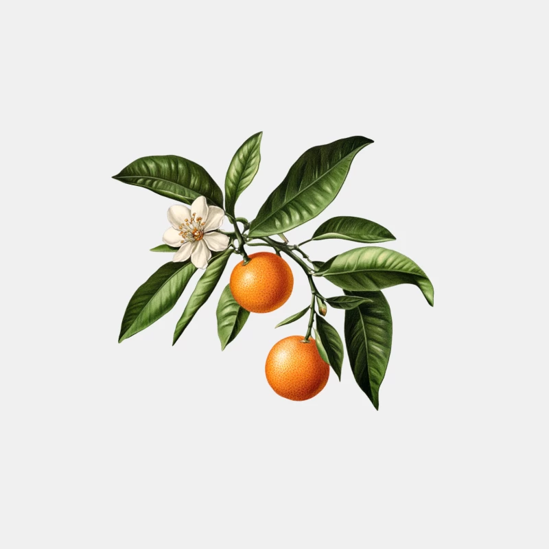 Botanical Illustration of Orange Branch with Fruit and Blossom Male Tank Top