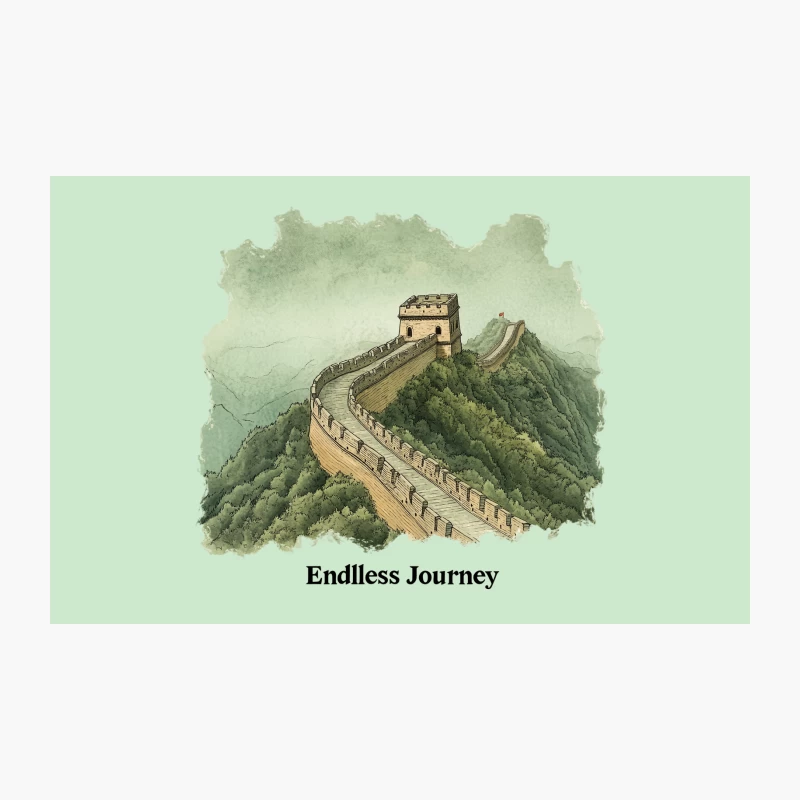 Watercolor Painting of the Great Wall: An Endless Journey Through Ancient Mountains Travel Mug