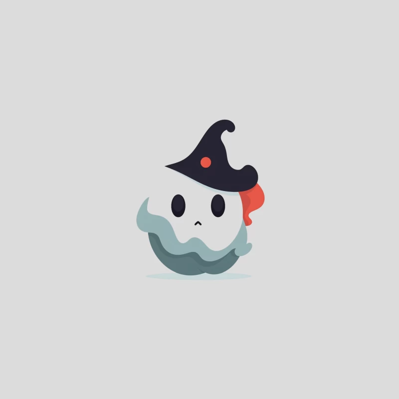 Cute Cartoon Ghost with Witch Hat Baseball Cap