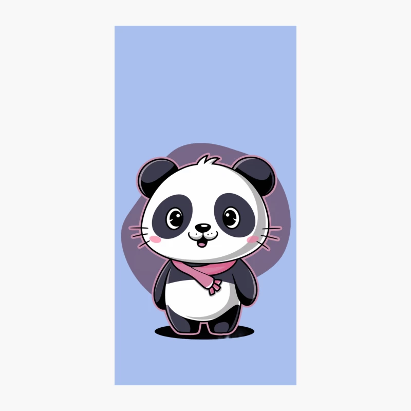Adorable Cartoon Panda with Pink Scarf on Purple Background iPhone Case