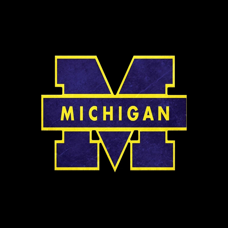 University of Michigan Athletic Block M Logo in Navy and Yellow Tapestry