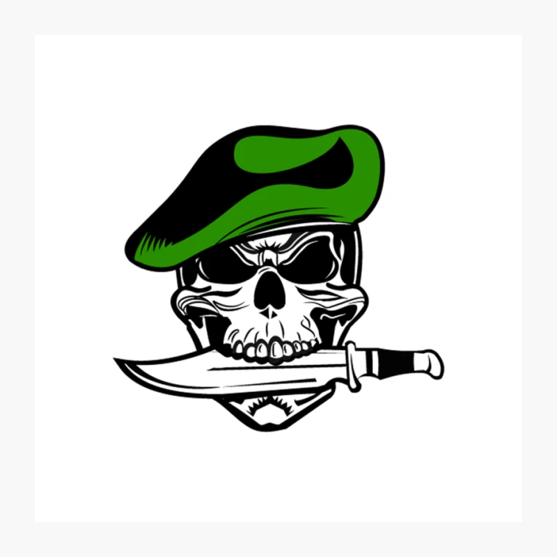 Special Forces Green Beret Skull with Combat Knife Emblem Pin
