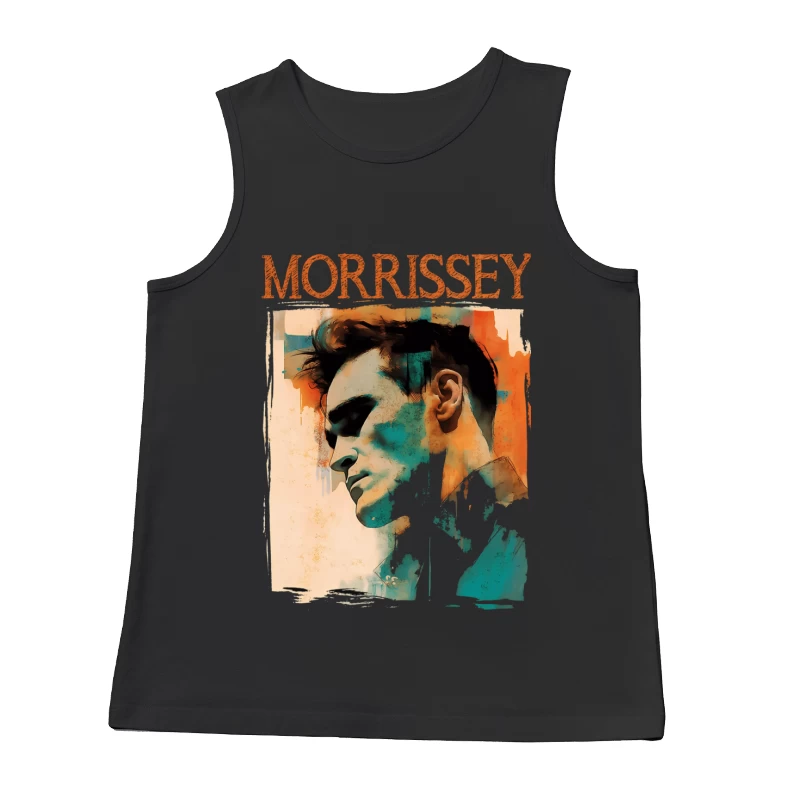 Artistic Watercolor Portrait with Morrissey Typography Male Tank Top