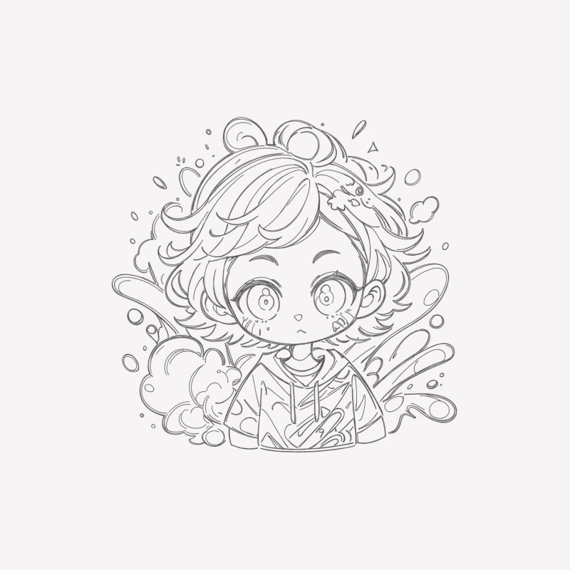 Chibi Character Surrounded by Water