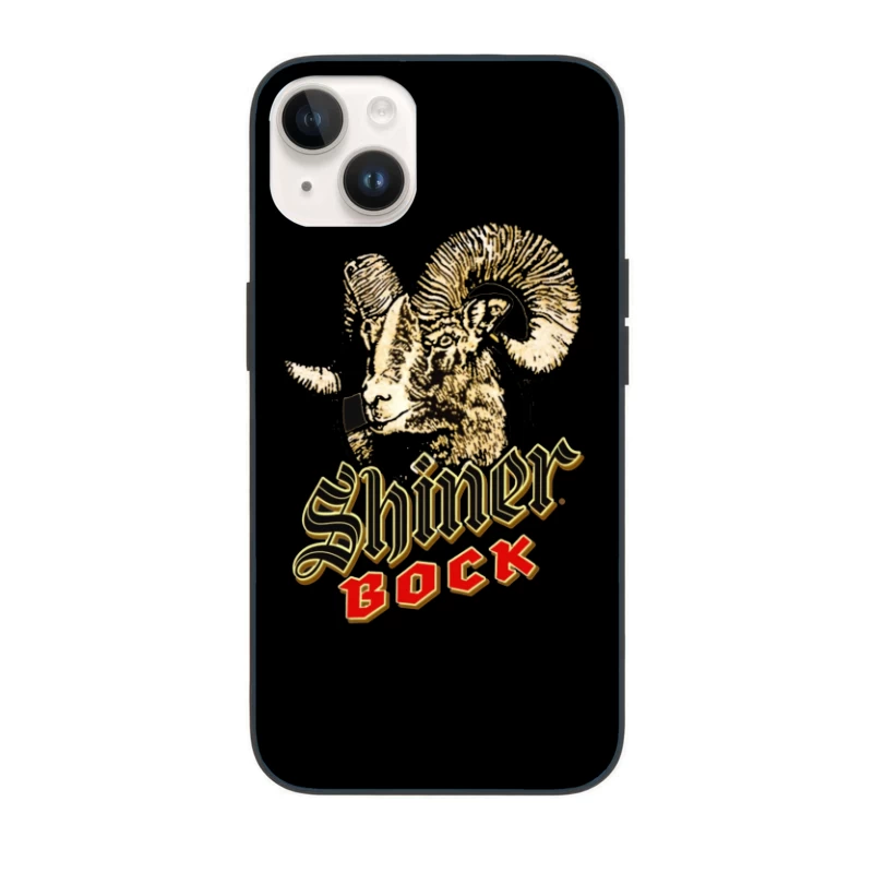 Vintage Shiner Bock Beer Logo with Golden Ram Head Design iPhone Case