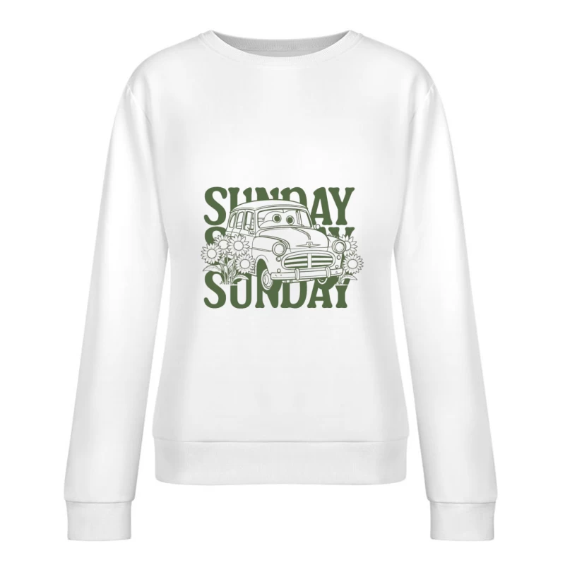 Balade en voiture du dimanche avec tournesols Femme Sweat-shirt à enfiler