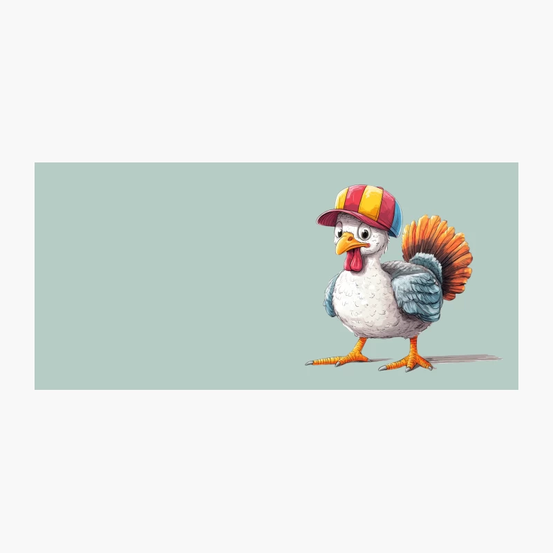 Cute Cartoon Turkey Wearing Colorful Baseball Cap Coffee Mug