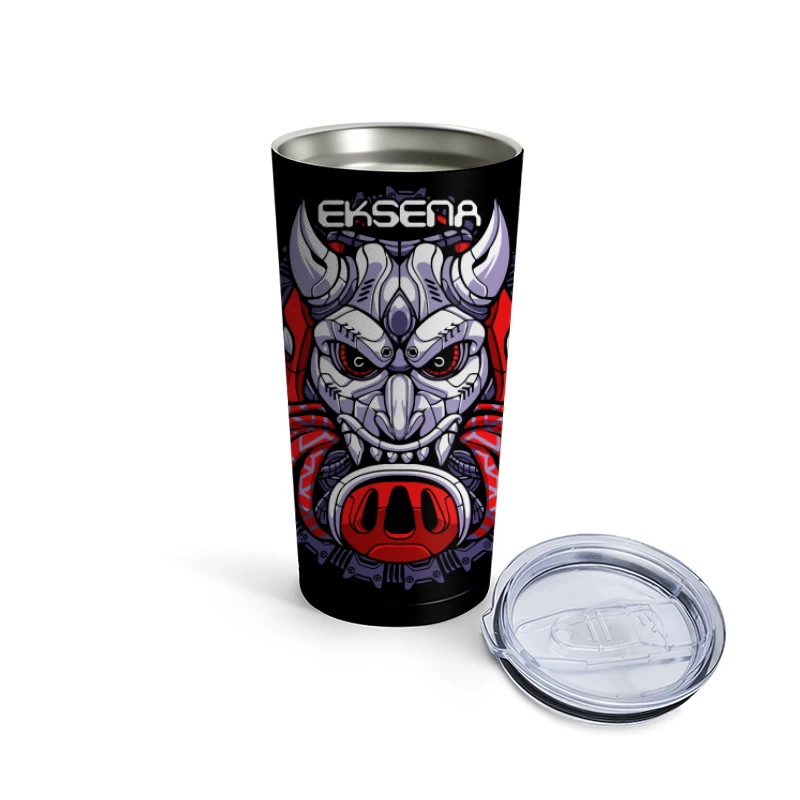 Fantasy Demon Mask Illustration Travel Mug