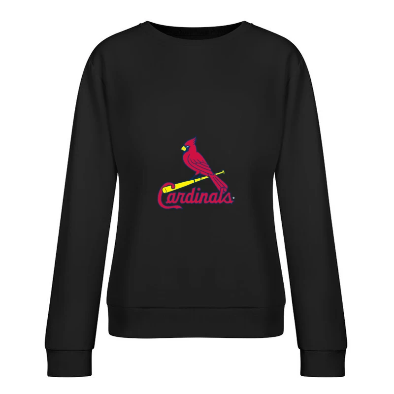 St. Louis Cardinals MLB Team Logo with Red Cardinal Mascot Female Pullover Sweatshirt