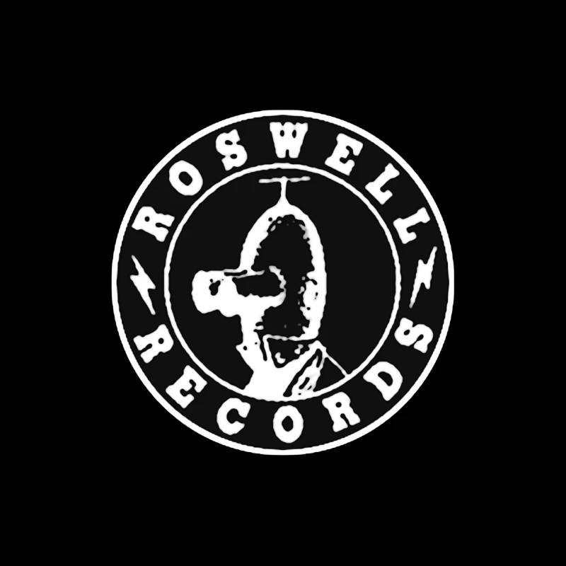 Roswell Records Black and White Circular Logo Tapestry