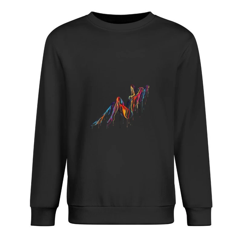 Colorful Dripping Abstract Mountain Art Male Pullover Sweatshirt
