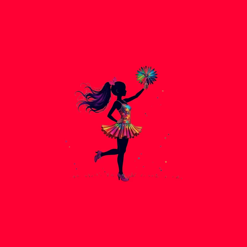 Colorful Cheerleader Silhouette Desk Mat