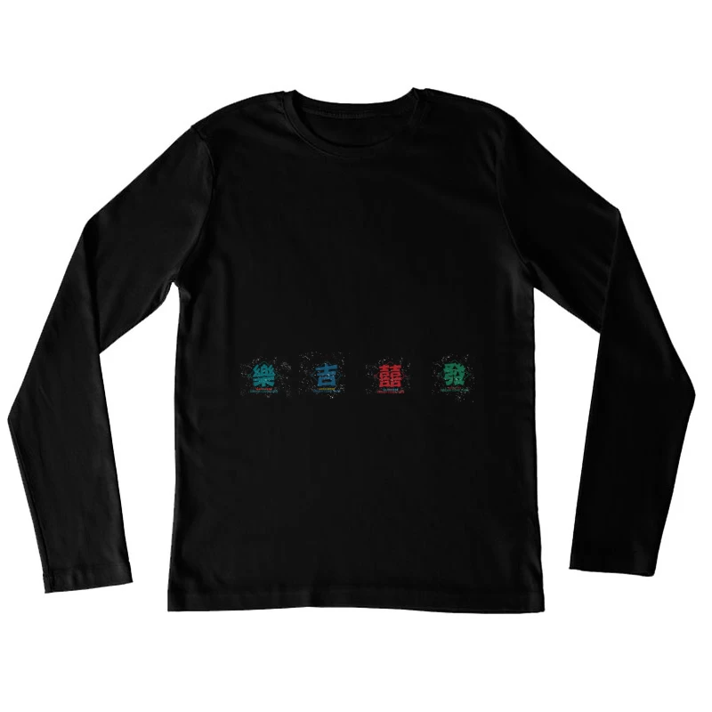 Bunte Schriftzeichen in Pop-Art-Stil Damen Langarm T-Shirt