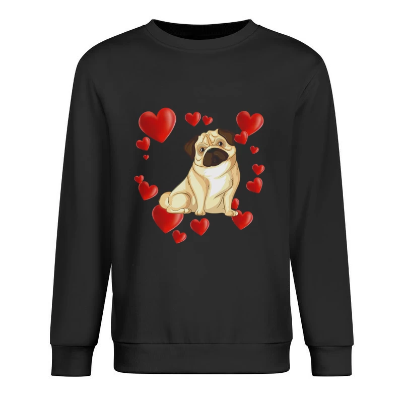 Chien adorable entouré de cœurs Homme Sweat-shirt à enfiler